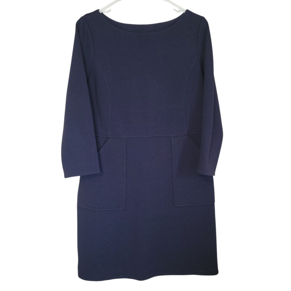 Boden Auria Ottoman Shift Dress Navy 3/4 Sleeve Work Office Dress Size 8 Petite - Picture 3 of 13